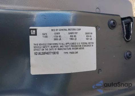 2006 Chevrolet Cobalt Lt from USA, damaged, VIN 1G1AL58F467719018